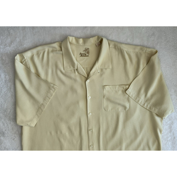 Tommy Bahama Men's Yellow 100% Silk Button-Down Shirt 3XT Big and Tall Relaxed - Picture 6 of 14
